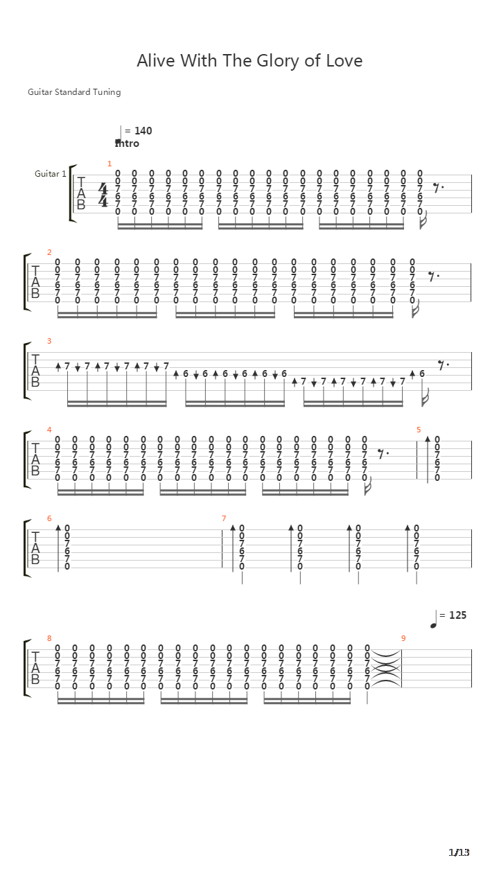Alive With The Glory Of Love吉他谱