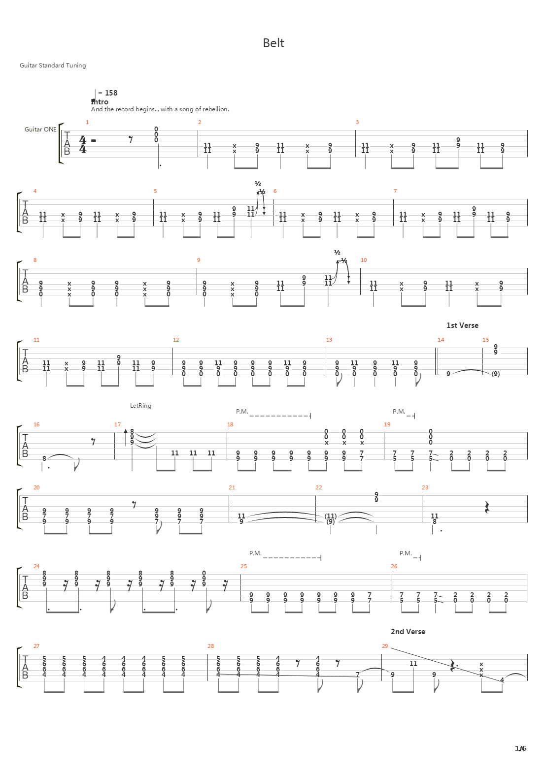 Belt吉他谱