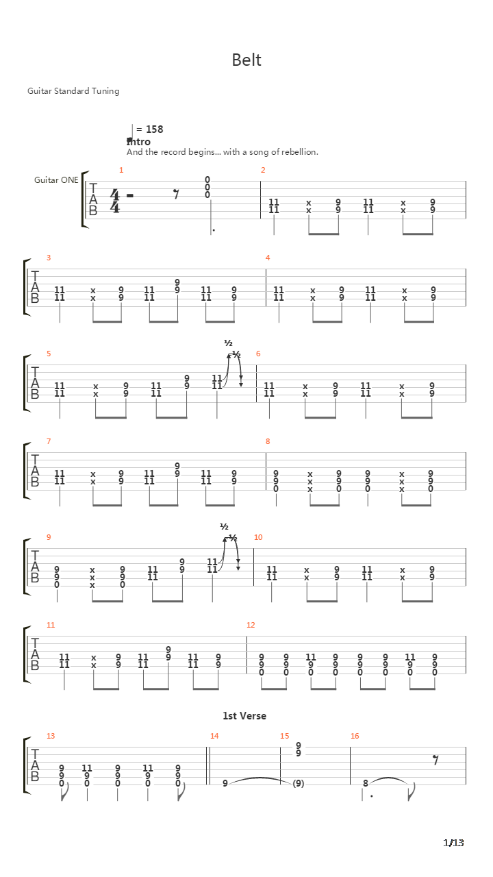 Belt吉他谱