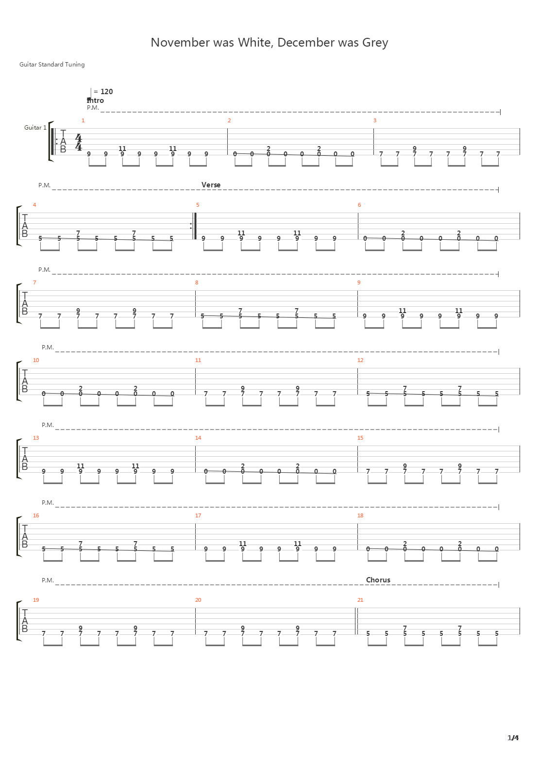 November Was White December Was Grey吉他谱