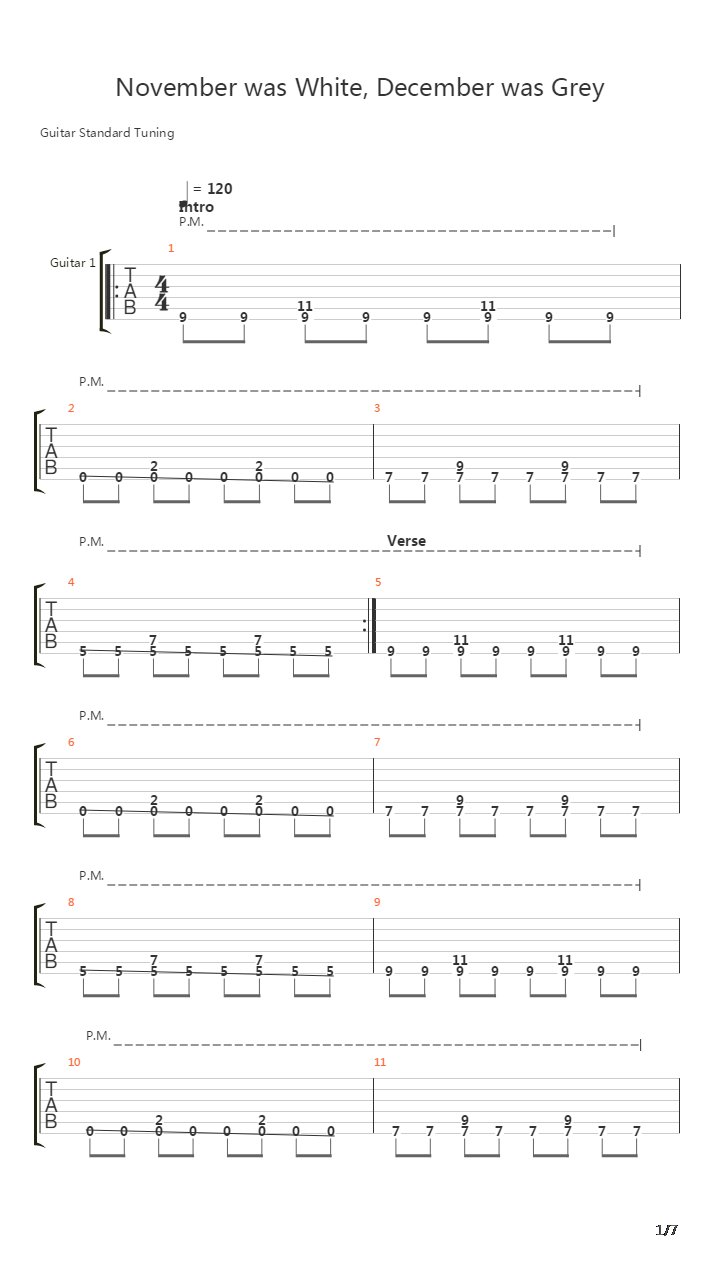 November Was White December Was Grey吉他谱