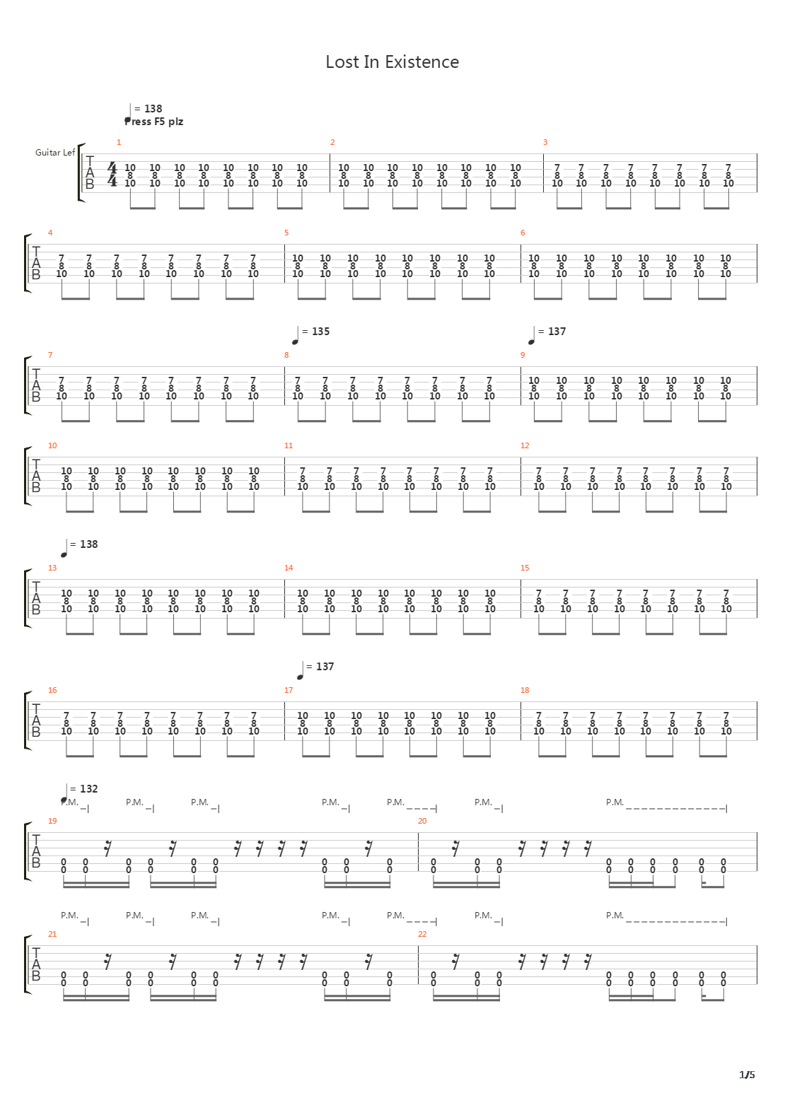 Lost In Existence吉他谱