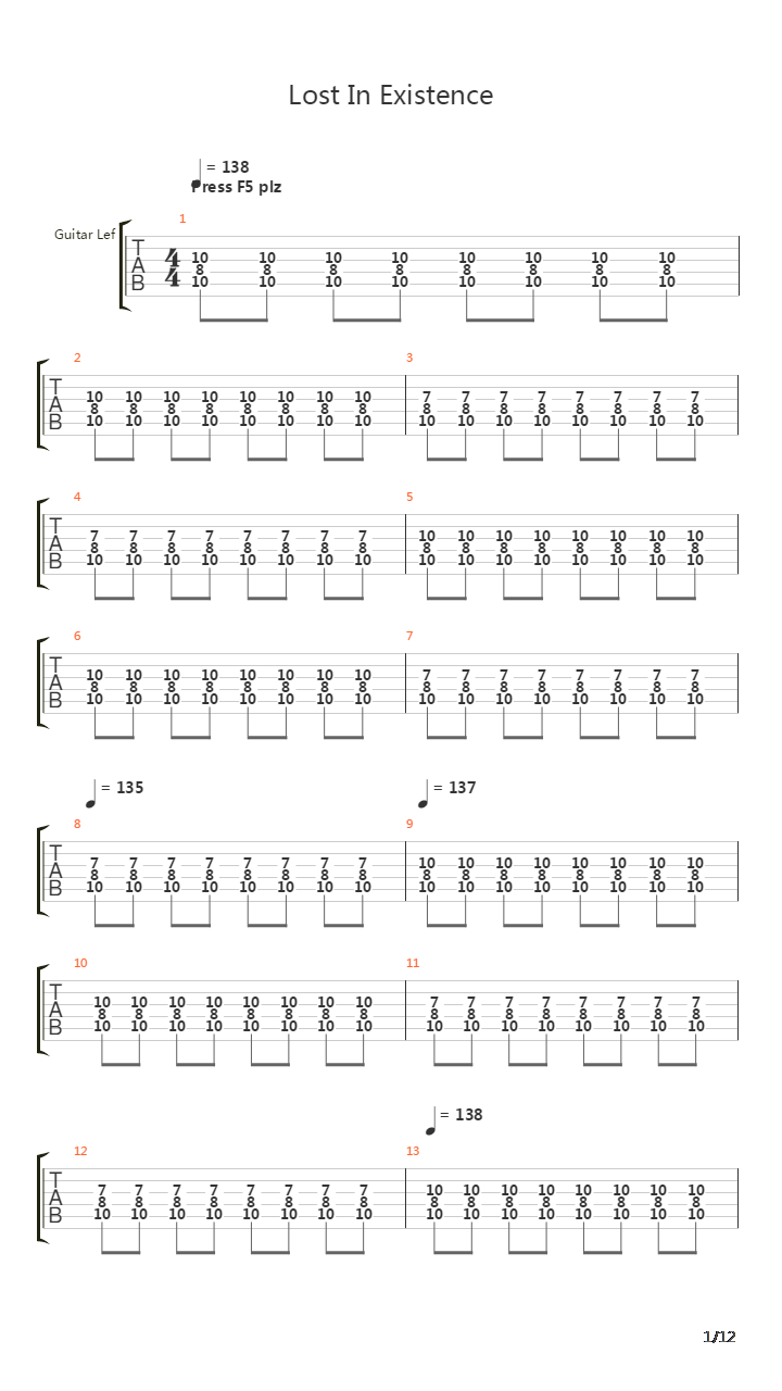 Lost In Existence吉他谱
