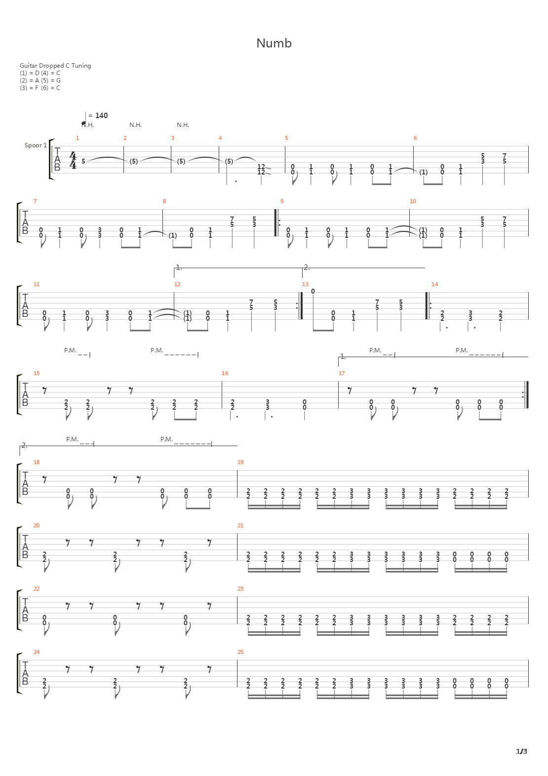Numb吉他谱