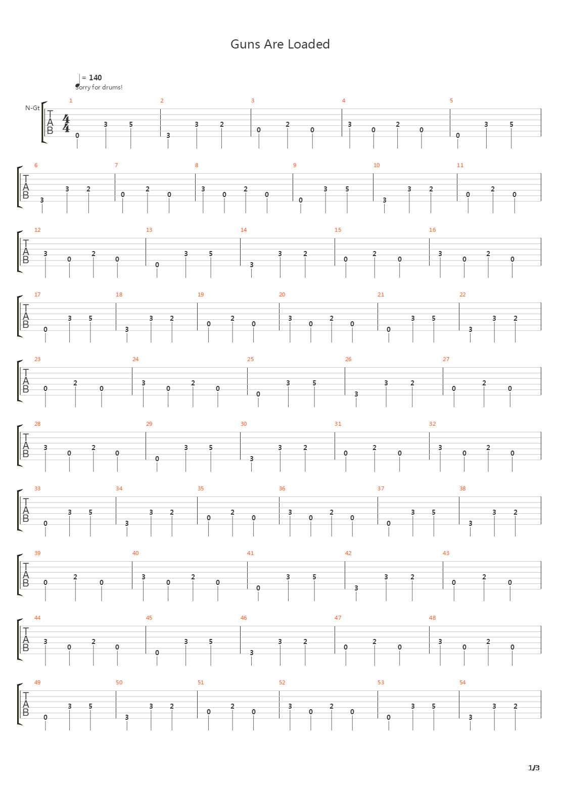 Guns Are Loaded吉他谱