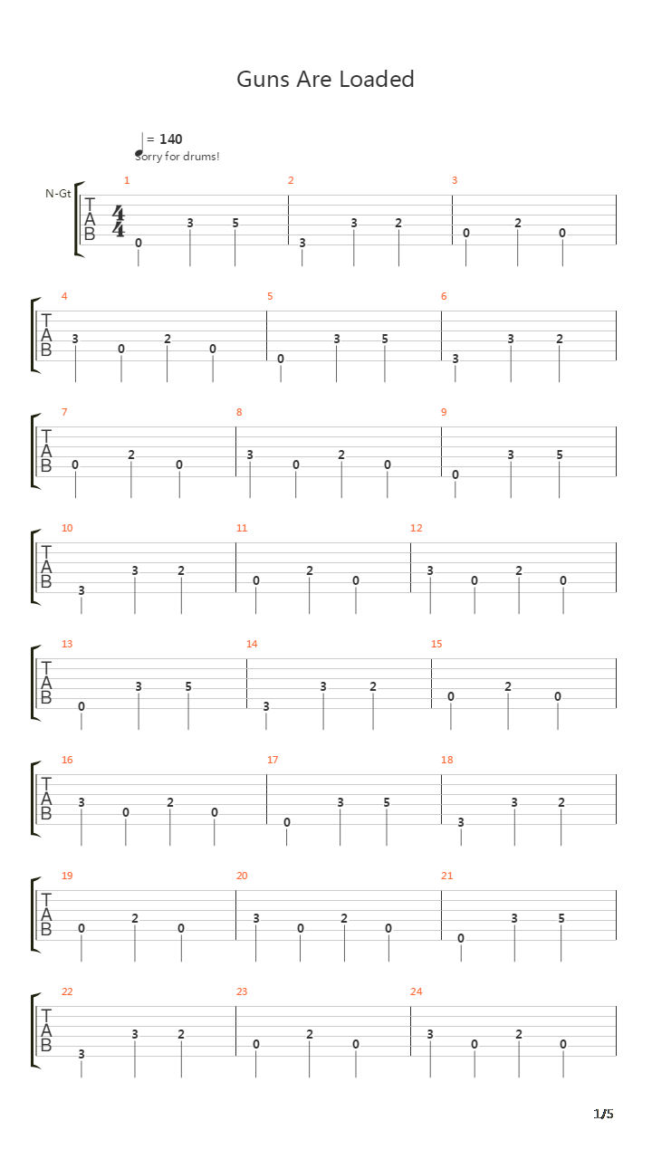Guns Are Loaded吉他谱
