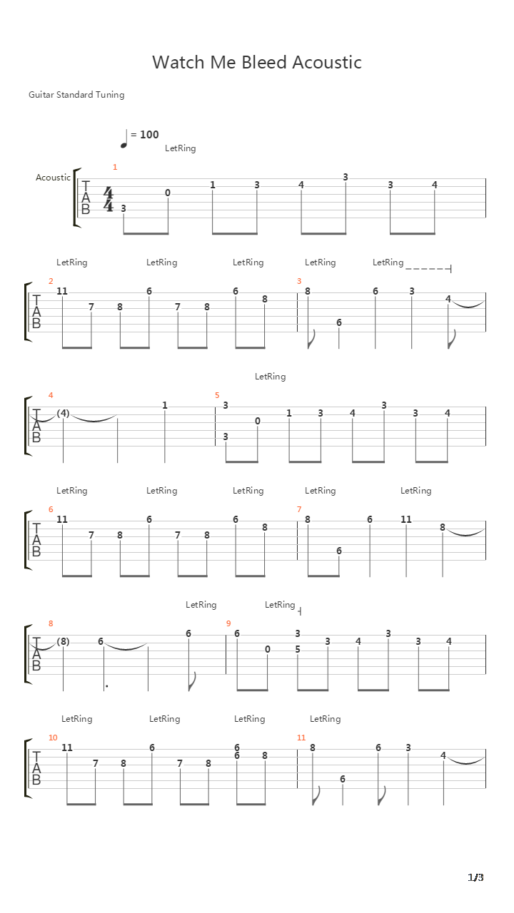 Watch Me Bleed Acoustic吉他谱