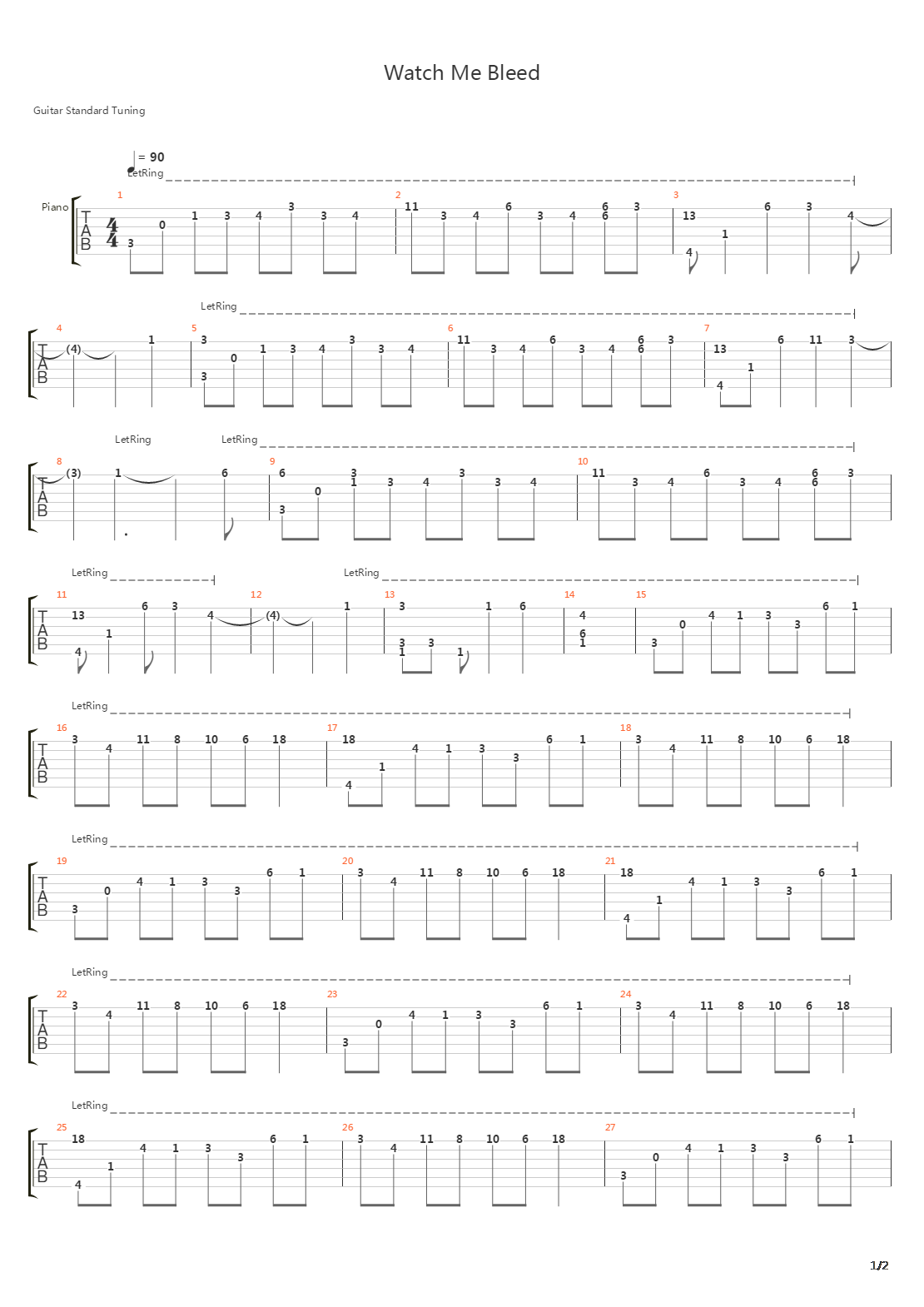 Watch Me Bleed吉他谱