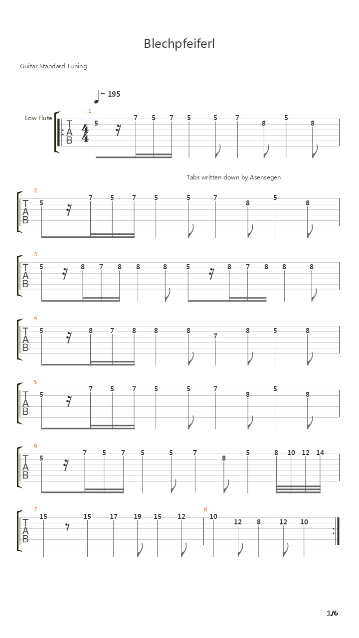 Blechpfeiferl吉他谱
