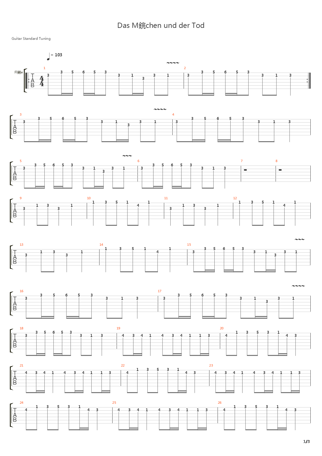 Das Madchen Und Der Tod吉他谱