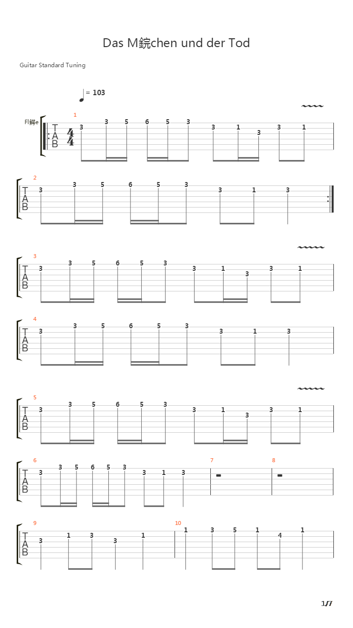 Das Madchen Und Der Tod吉他谱