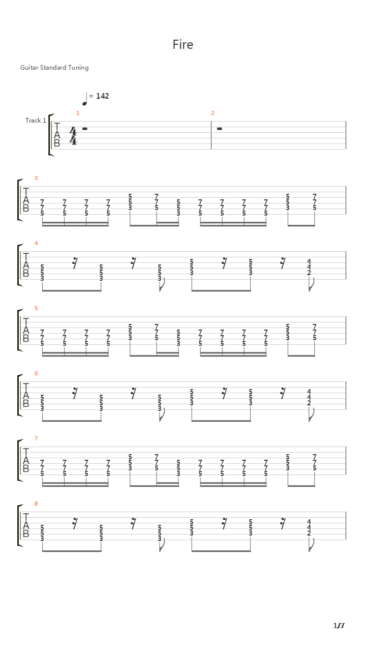 Fire吉他谱