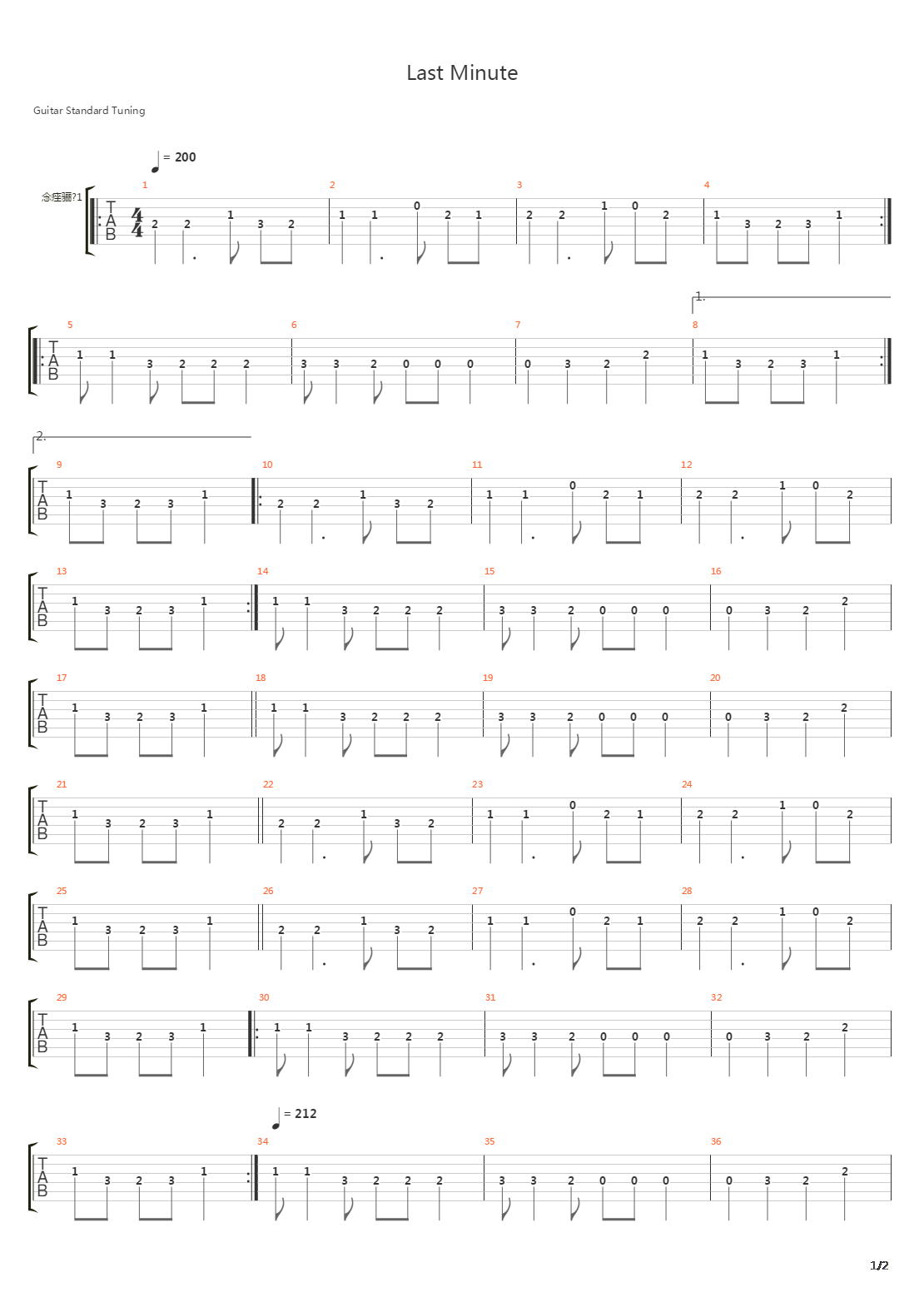 Last Minute吉他谱