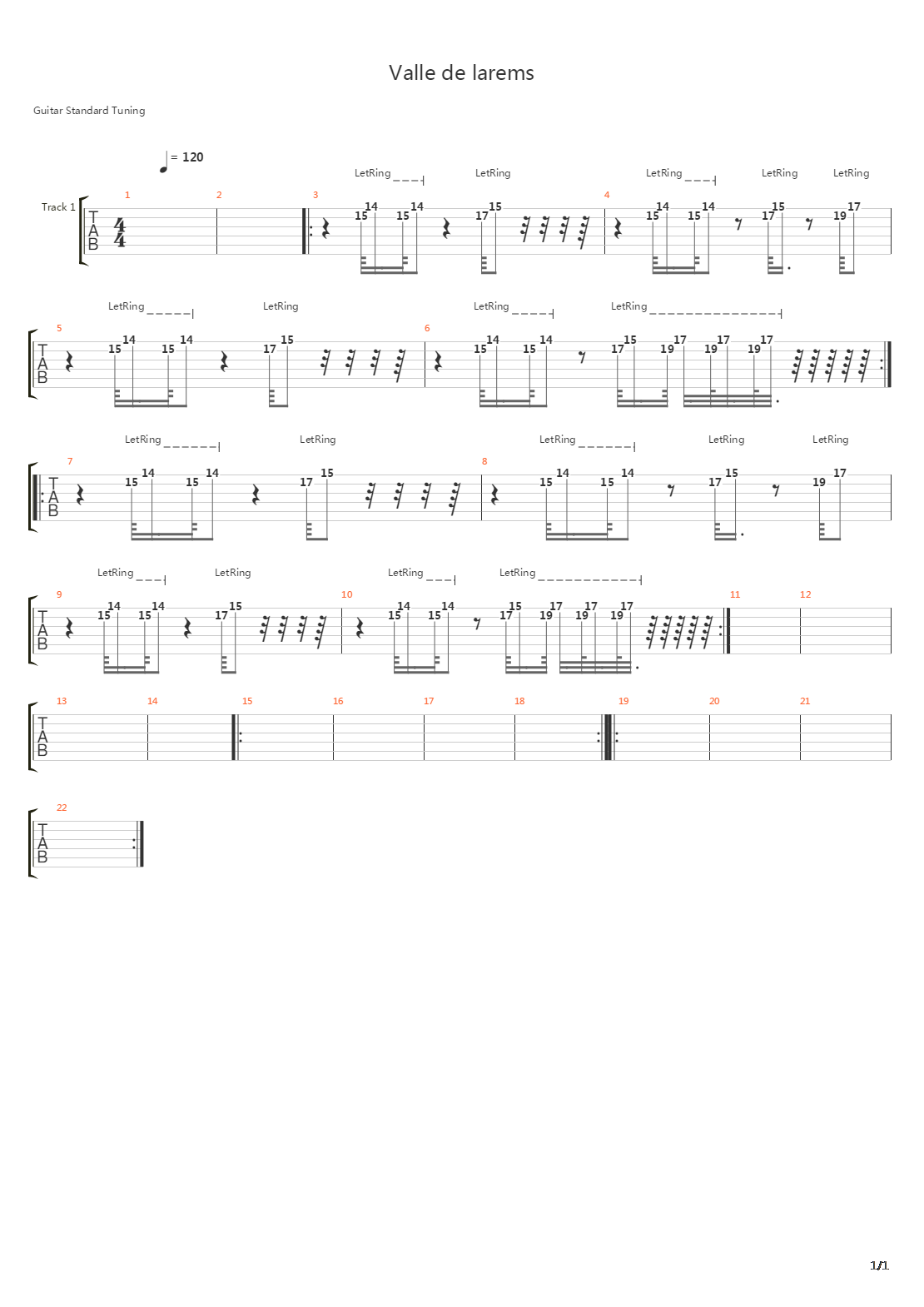 Valle De Larmes吉他谱
