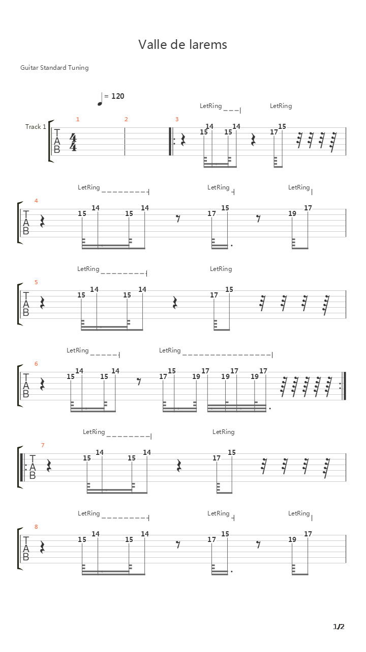 Valle De Larmes吉他谱