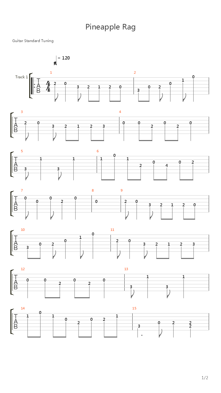 Pineapple Rag吉他谱