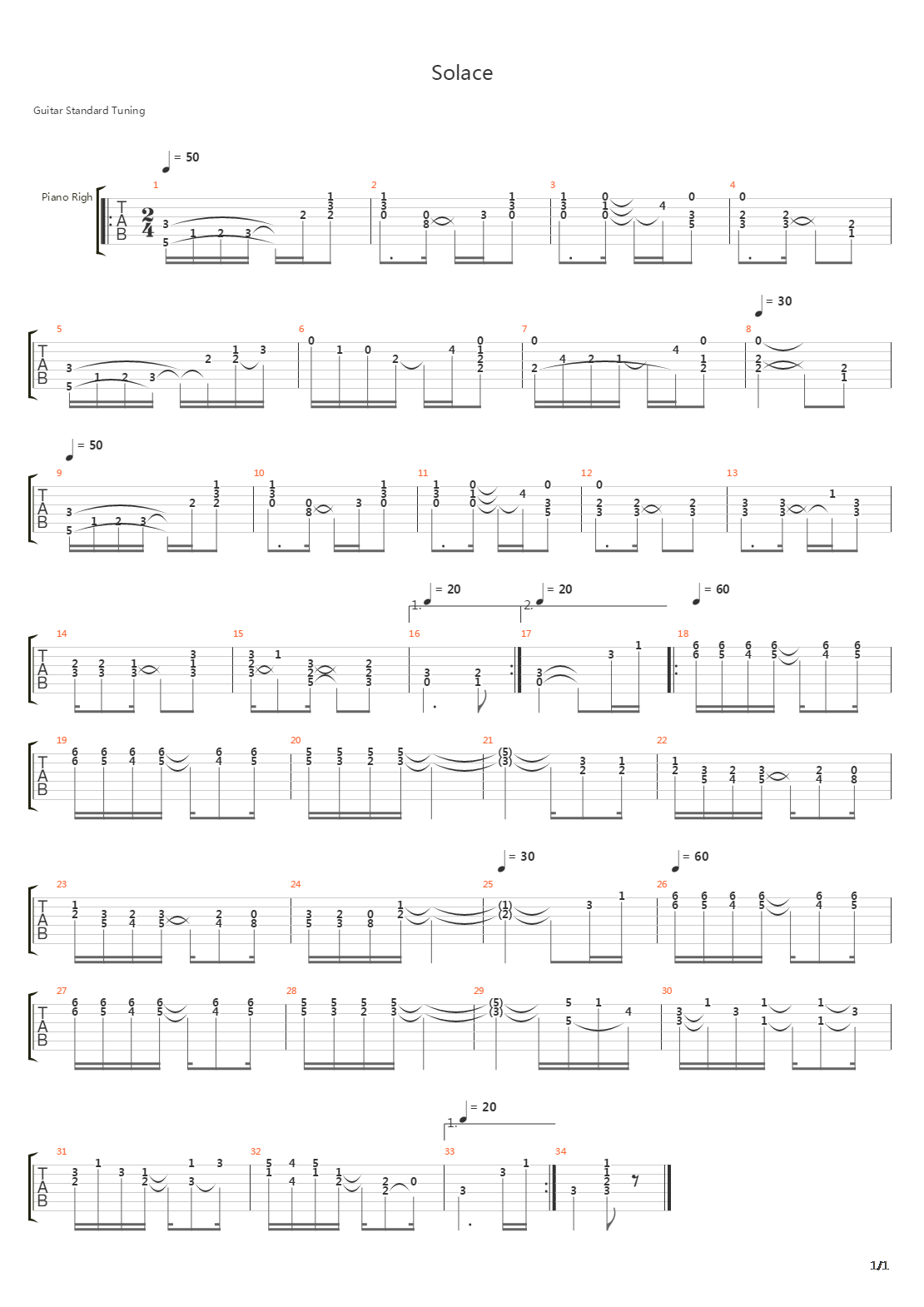 Solace吉他谱