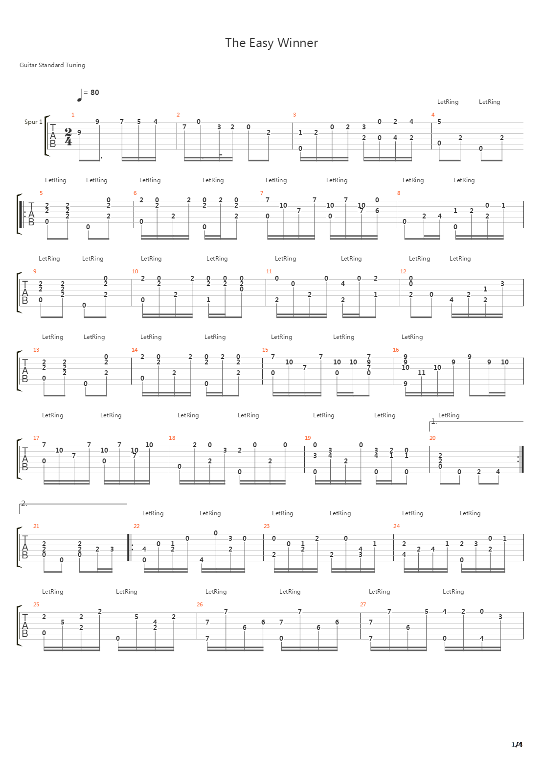 The Easy Winner吉他谱