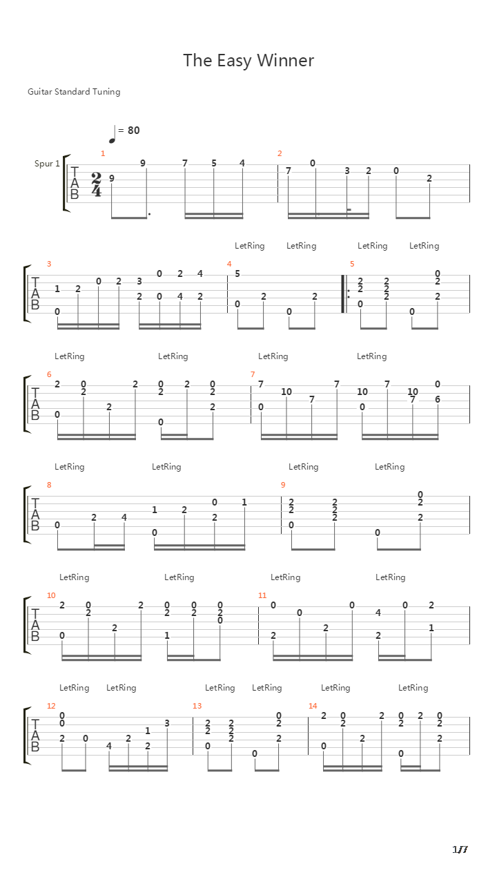 The Easy Winner吉他谱