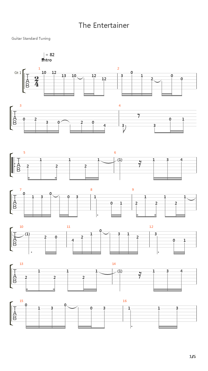 The Entertainer Guitar Duo吉他谱