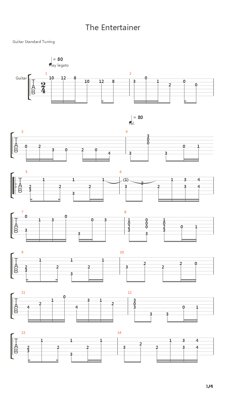 The Entertainer吉他谱