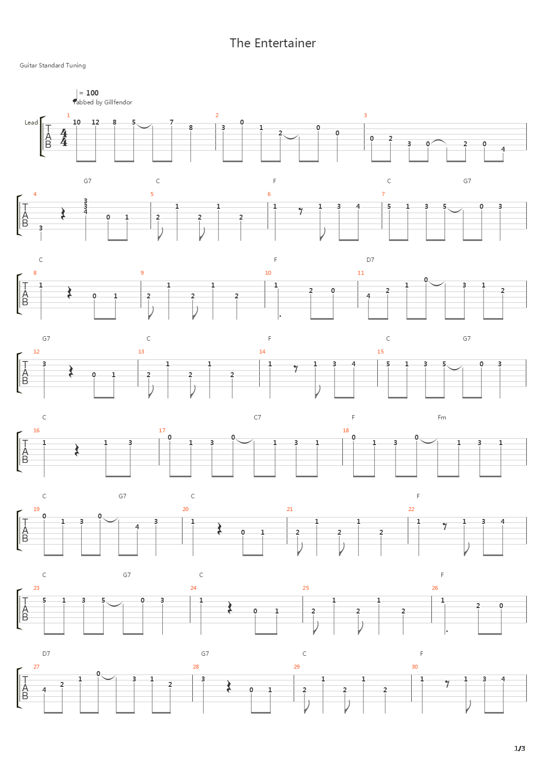 The Entertainer吉他谱