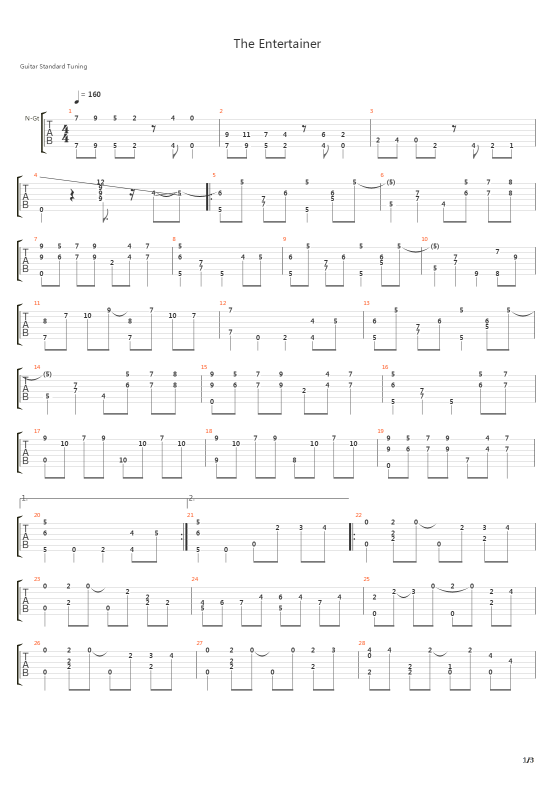 The Entertainer吉他谱