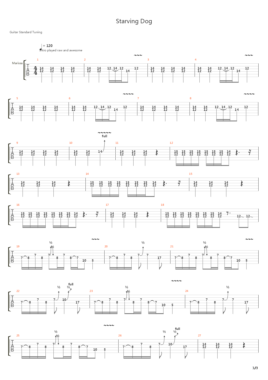 Starving Dog吉他谱