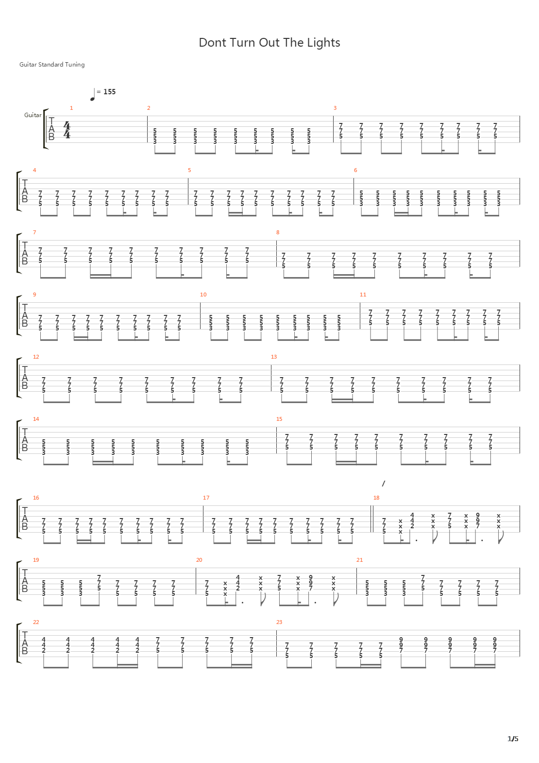 Dont Turn Out The Lights吉他谱
