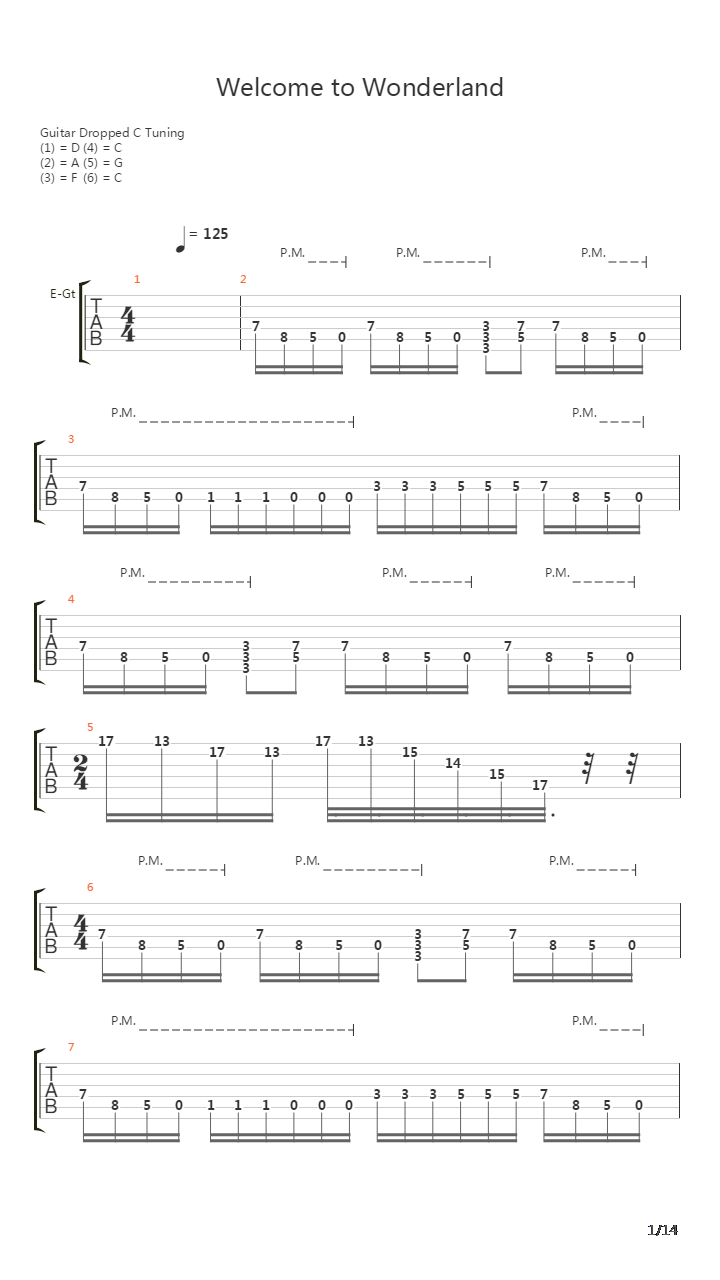 Welcome To Wonderland吉他谱
