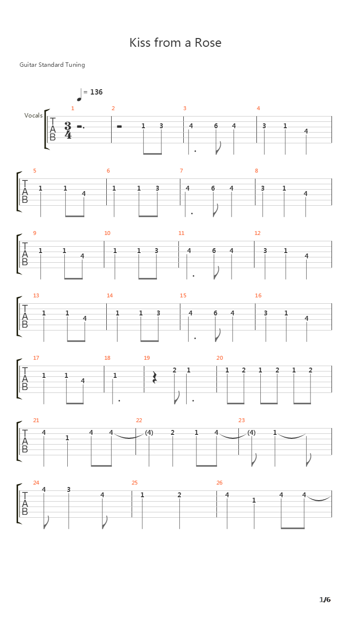 Kiss From A Rose吉他谱
