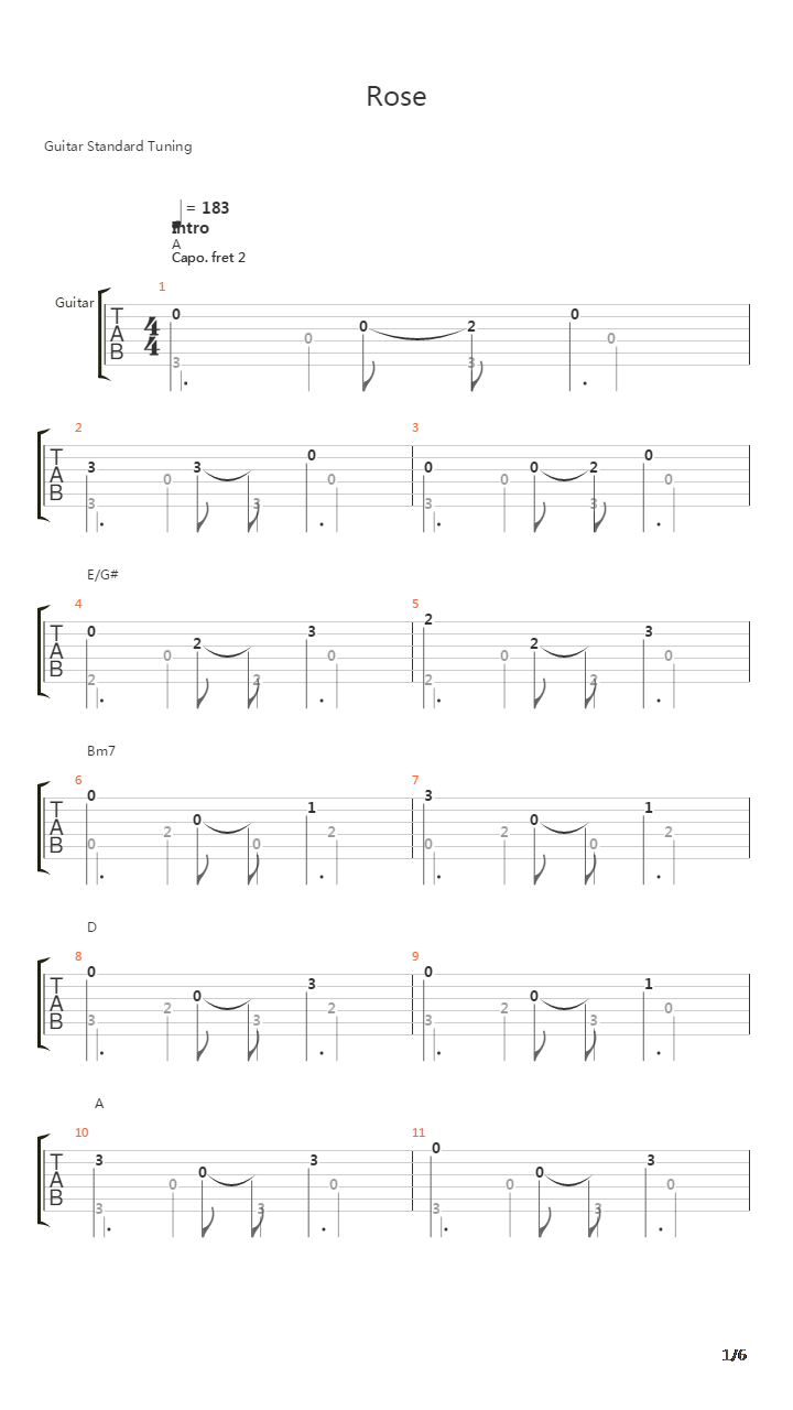 Rose吉他谱