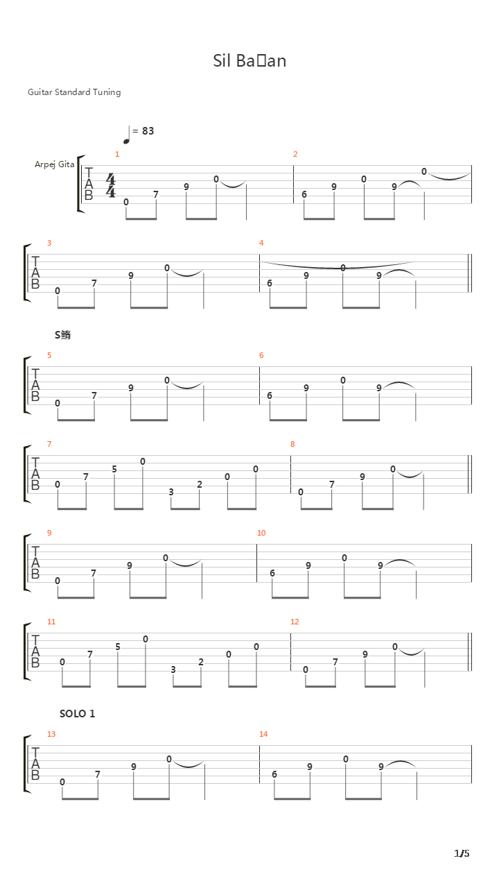 Sil Bastan吉他谱