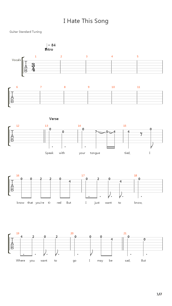 I Hate This Song吉他谱