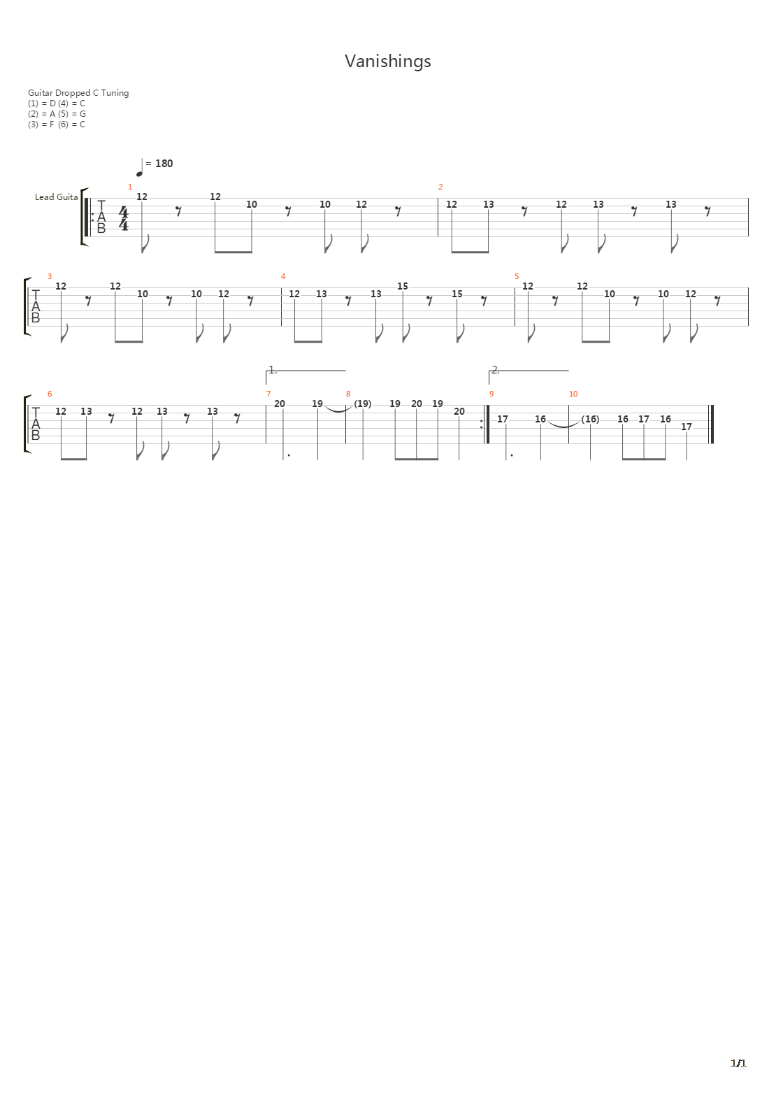 Vanishings吉他谱