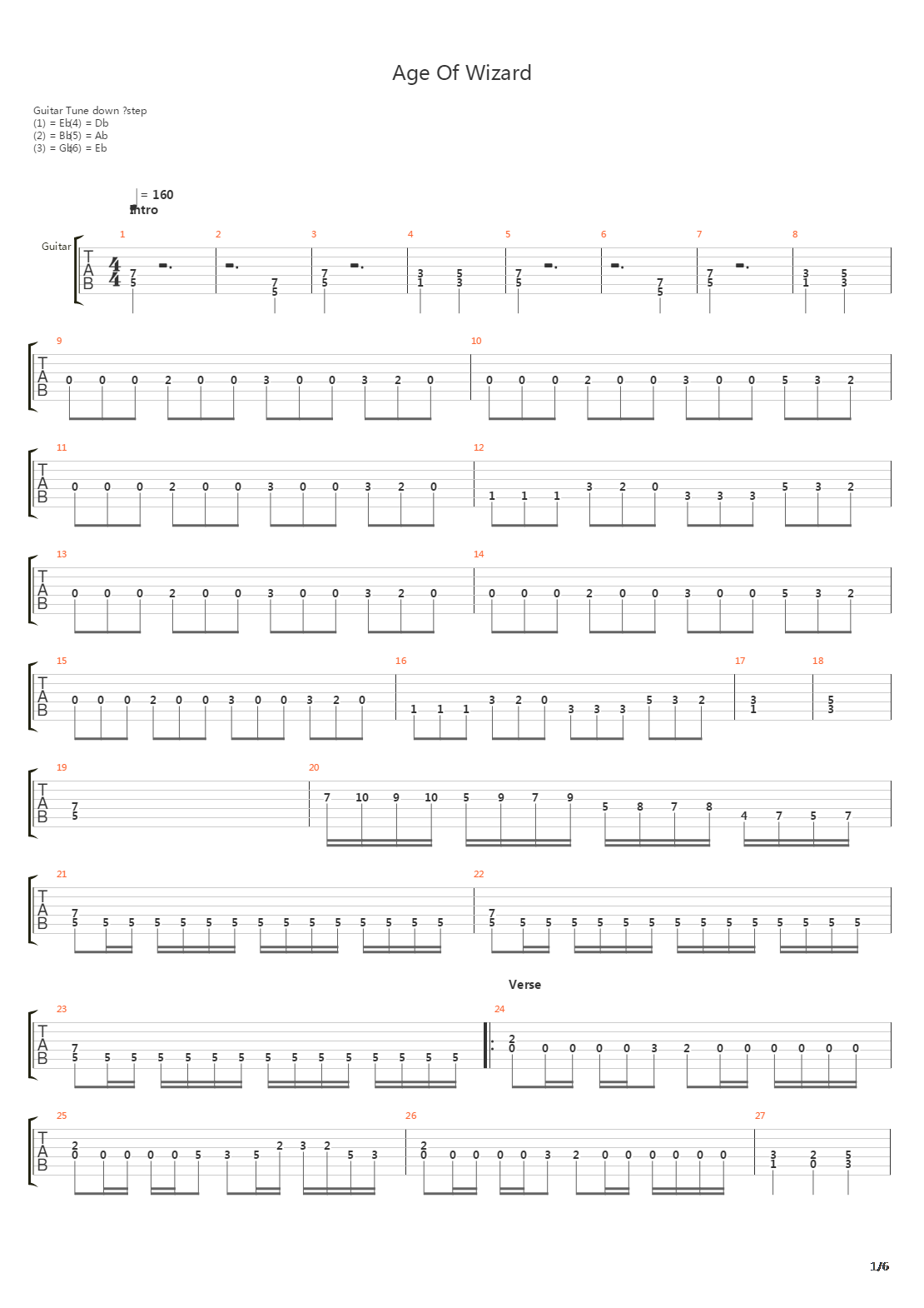 Age Of Wizard吉他谱