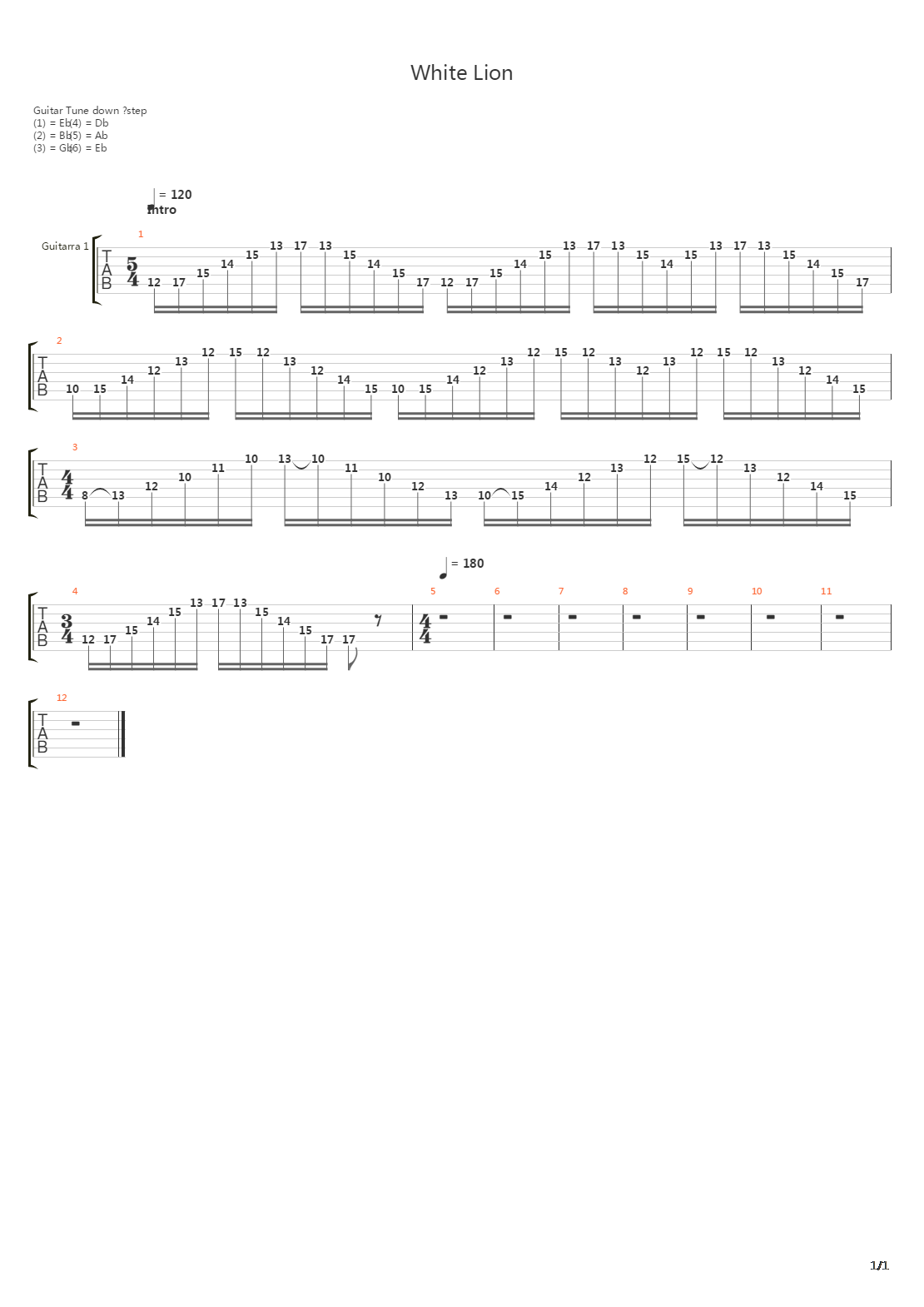 White Lion吉他谱