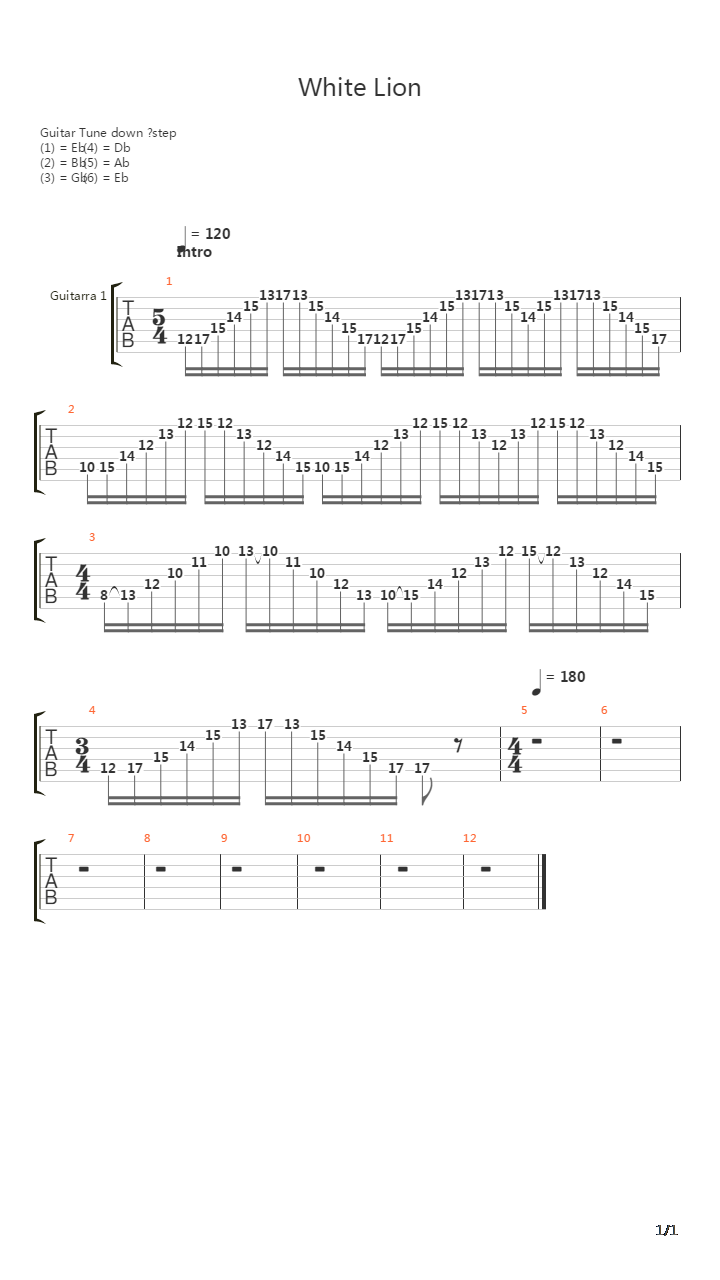 White Lion吉他谱