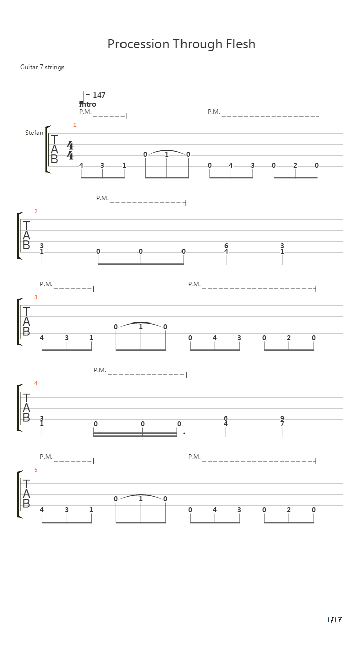 Procession Through Flesh吉他谱