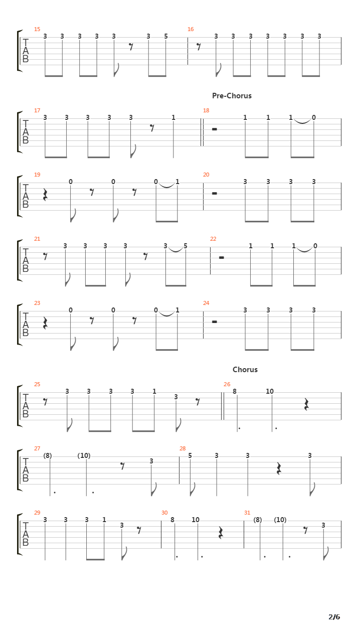 Falling Down吉他谱