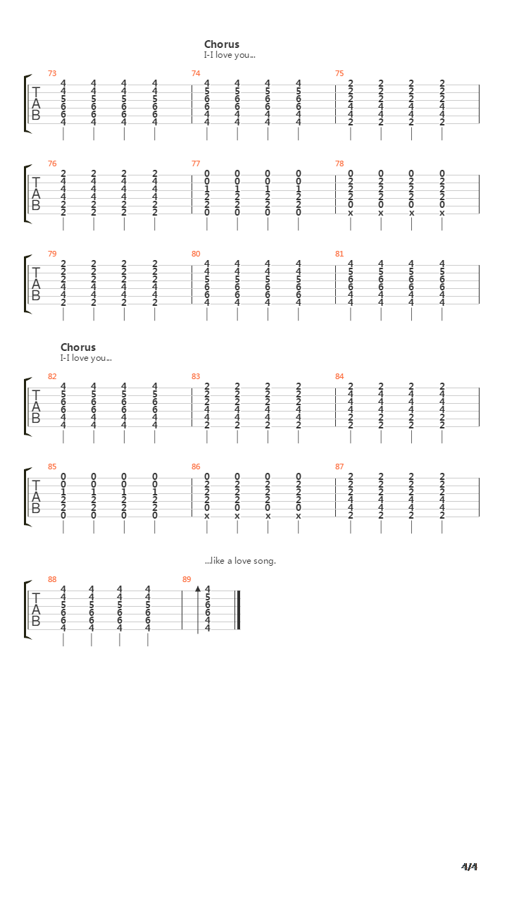 Love You Like A Love Song吉他谱