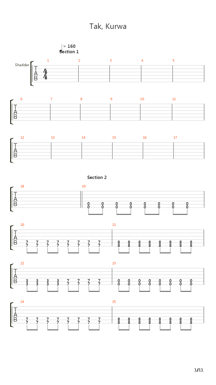 Tak Kurwa吉他谱