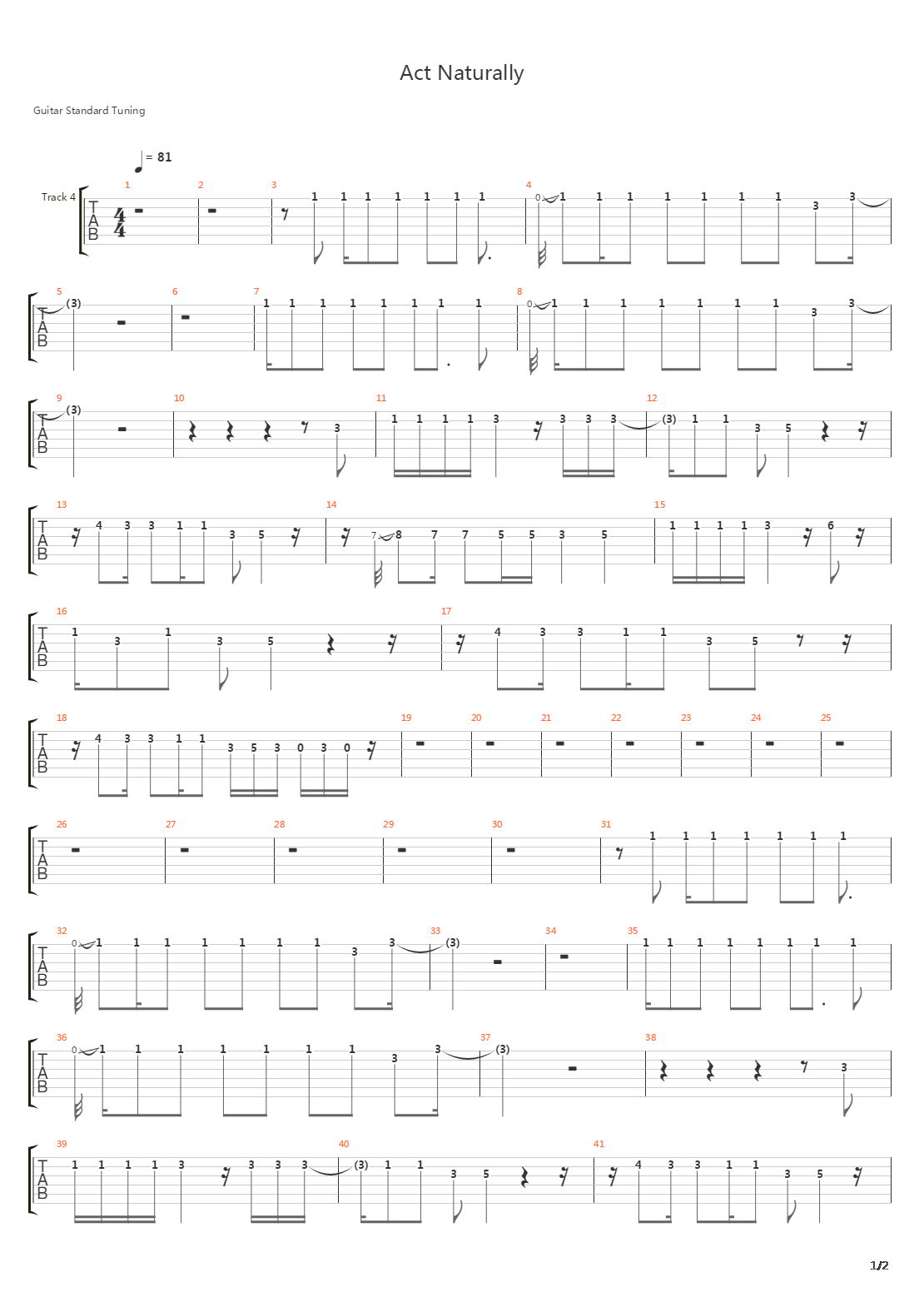 Act Naturally吉他谱