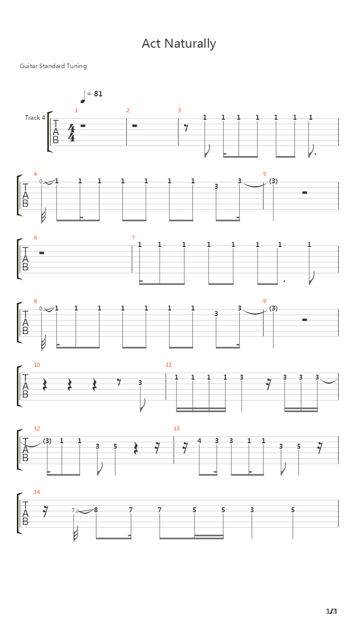 Act Naturally吉他谱