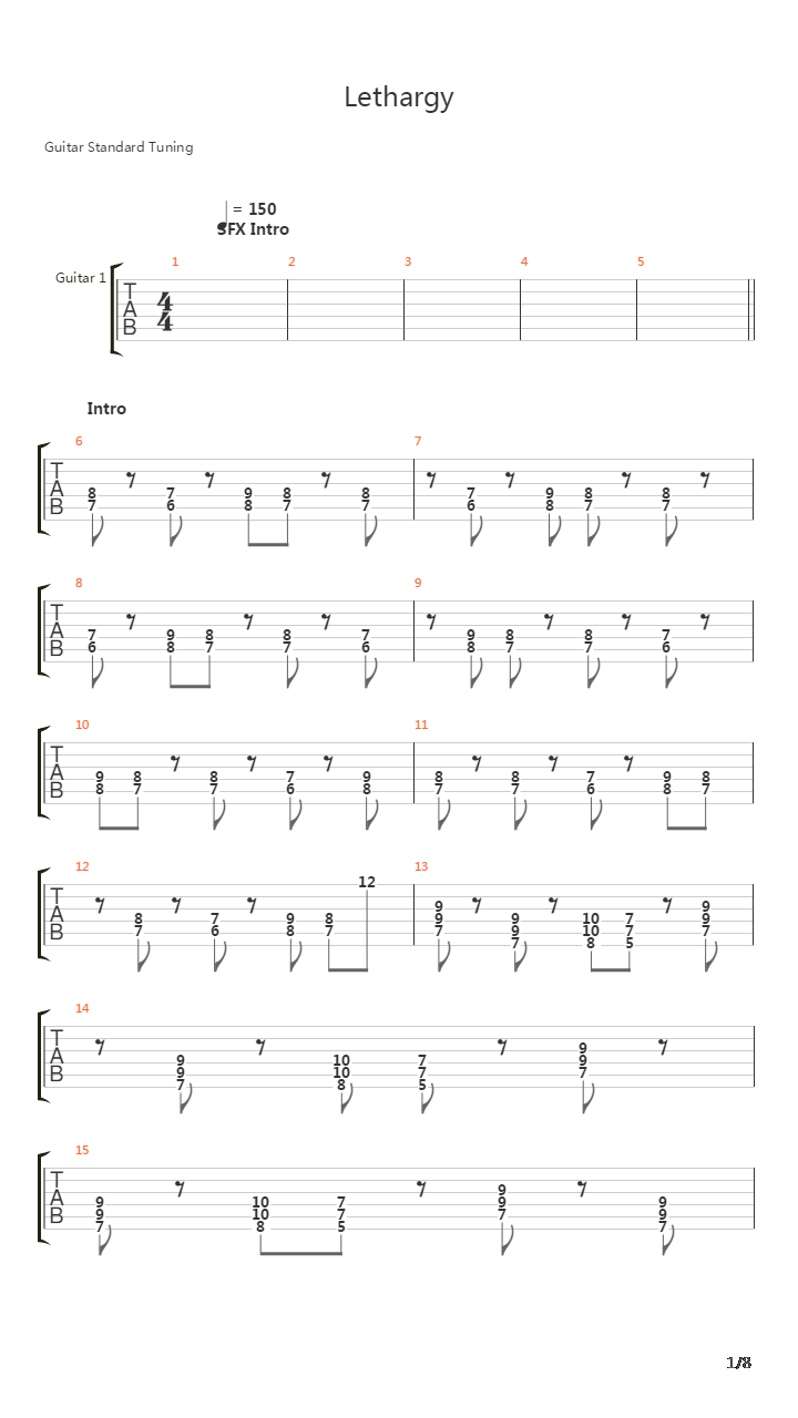 Lethargy吉他谱