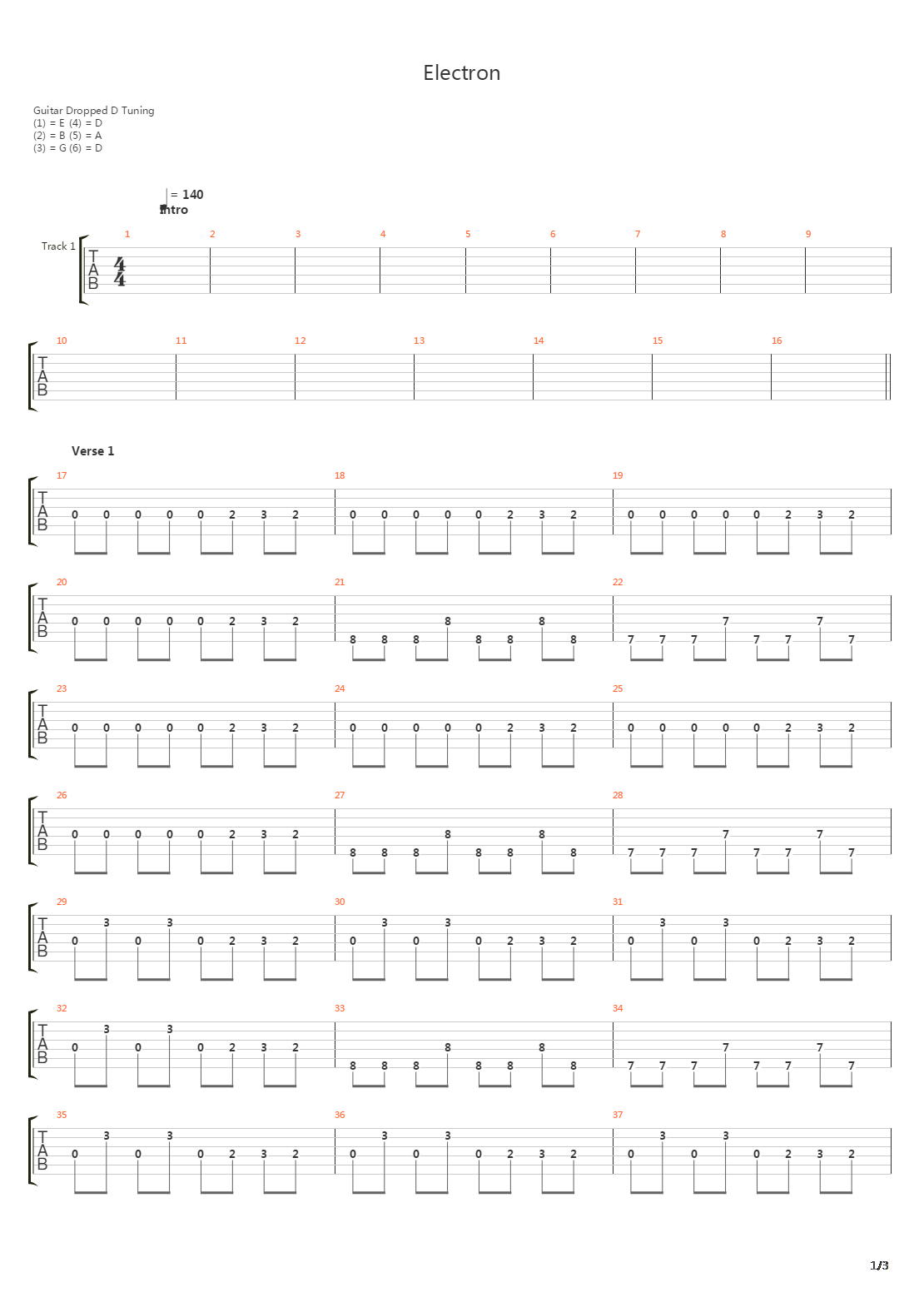 Electron吉他谱