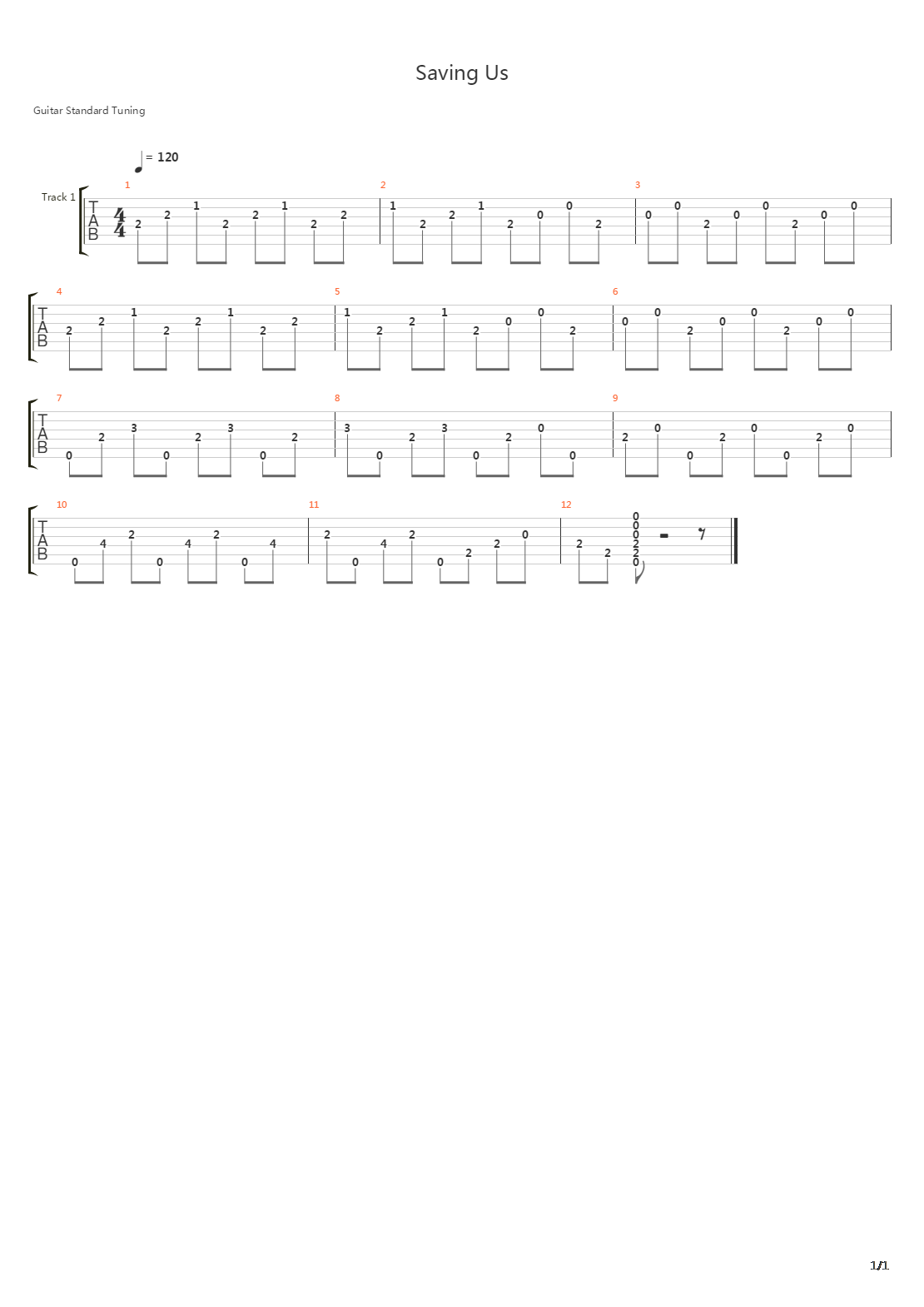 Saving Us吉他谱