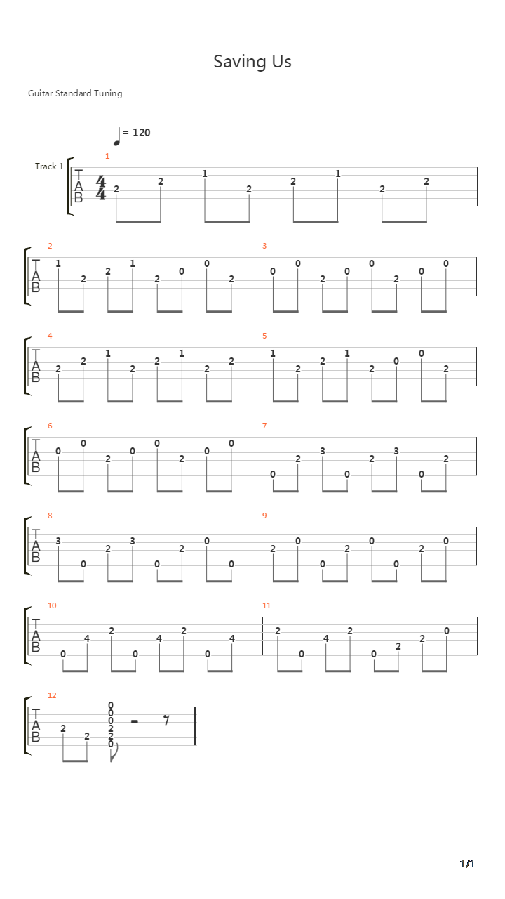 Saving Us吉他谱