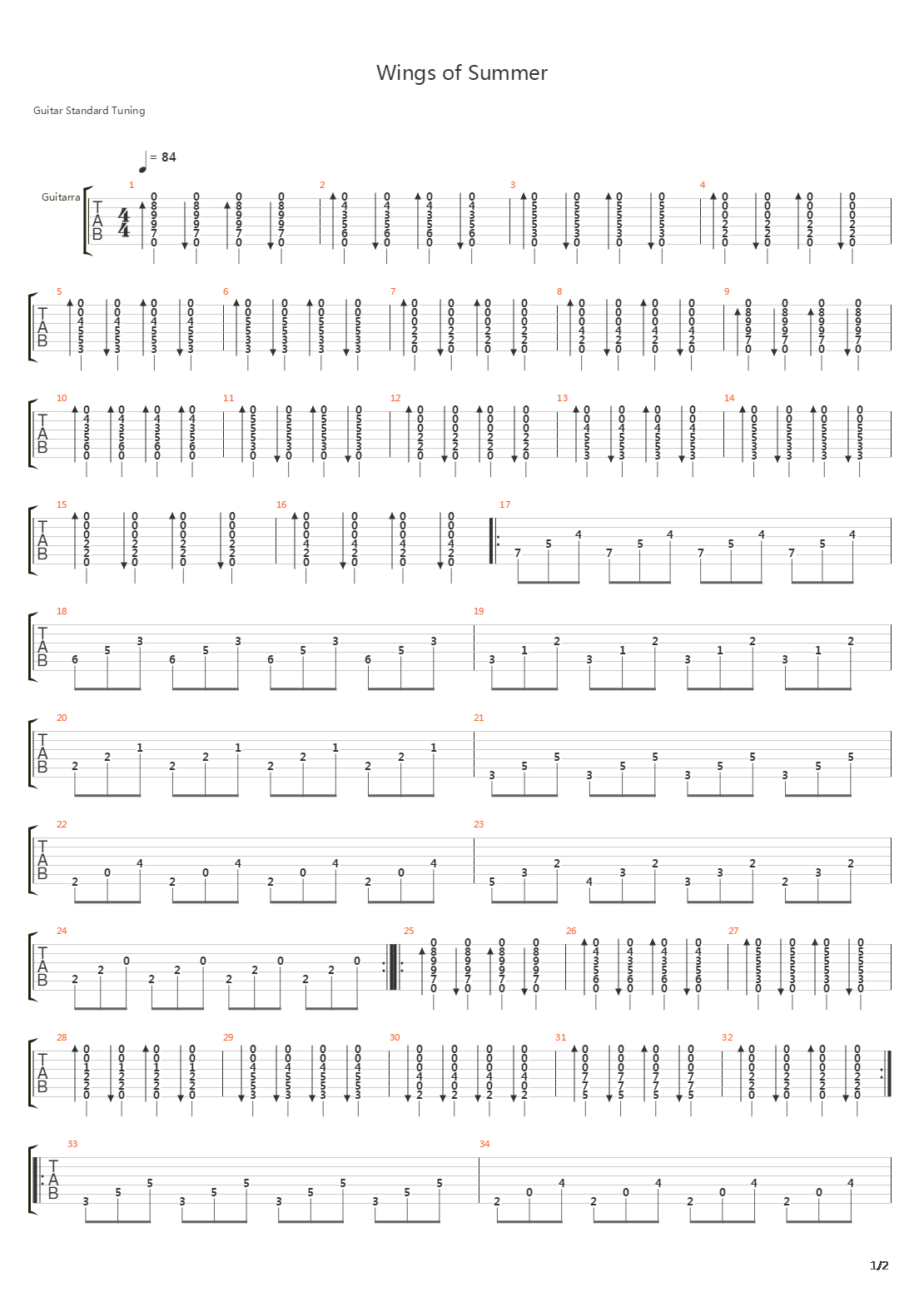 Wings Of Summer吉他谱