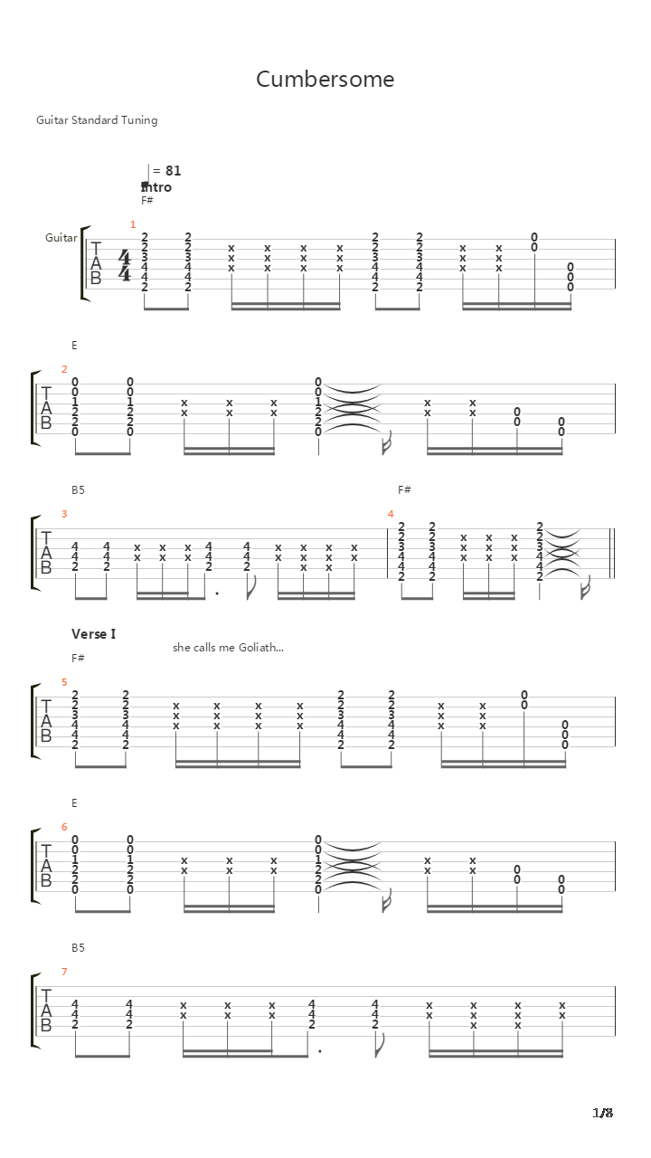 Cumbersome吉他谱